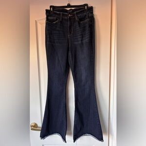 Judy Blue Flare Dark Wash High Rise Jeans Frayed Preppy Women's size 11 / 30